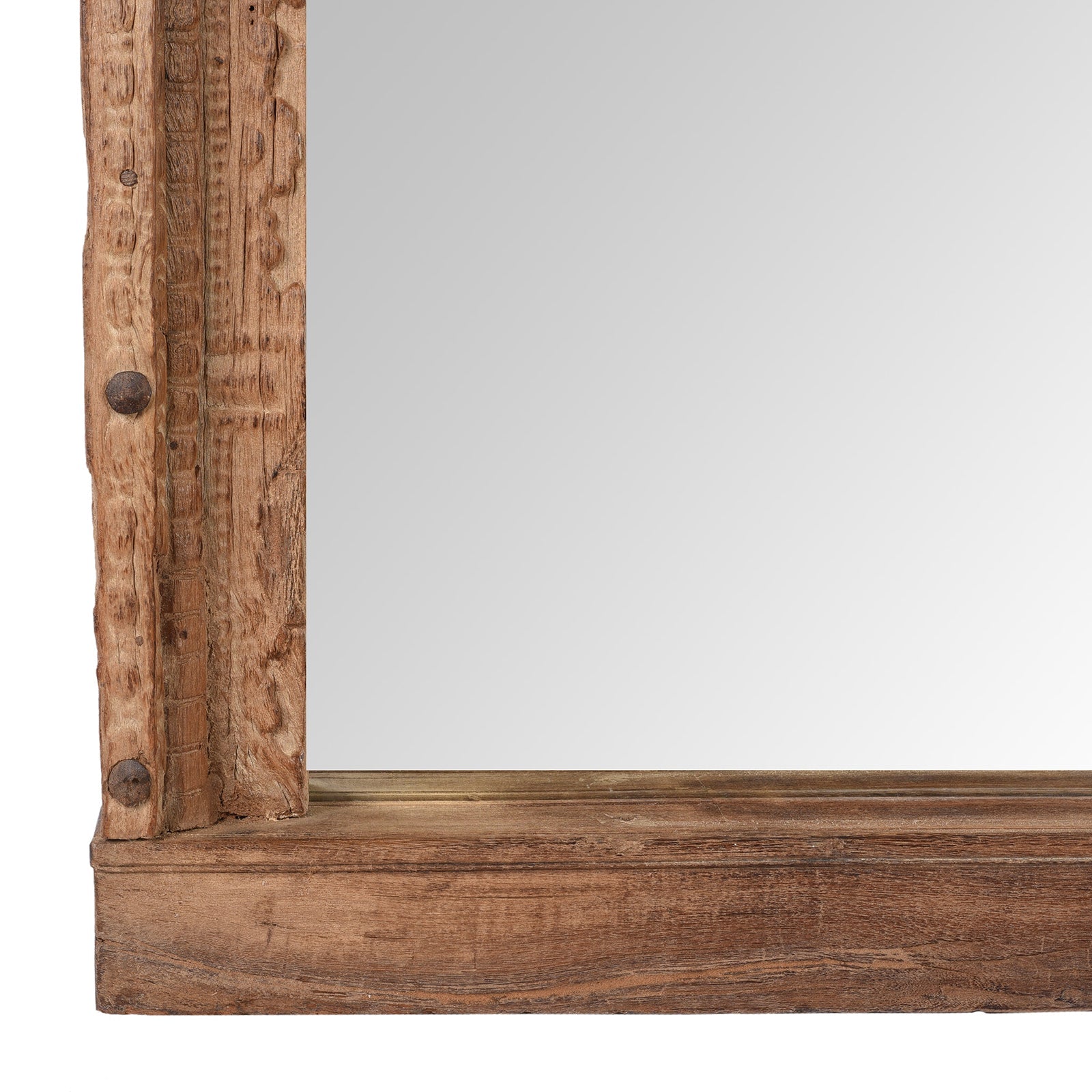 Carved Teak Door Mirror From Nagaur - 19th Century
