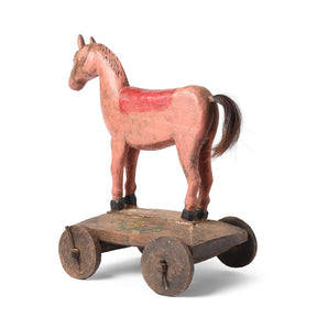 Painted Horse Wheel Toy From Rajasthan Ca - 1920's