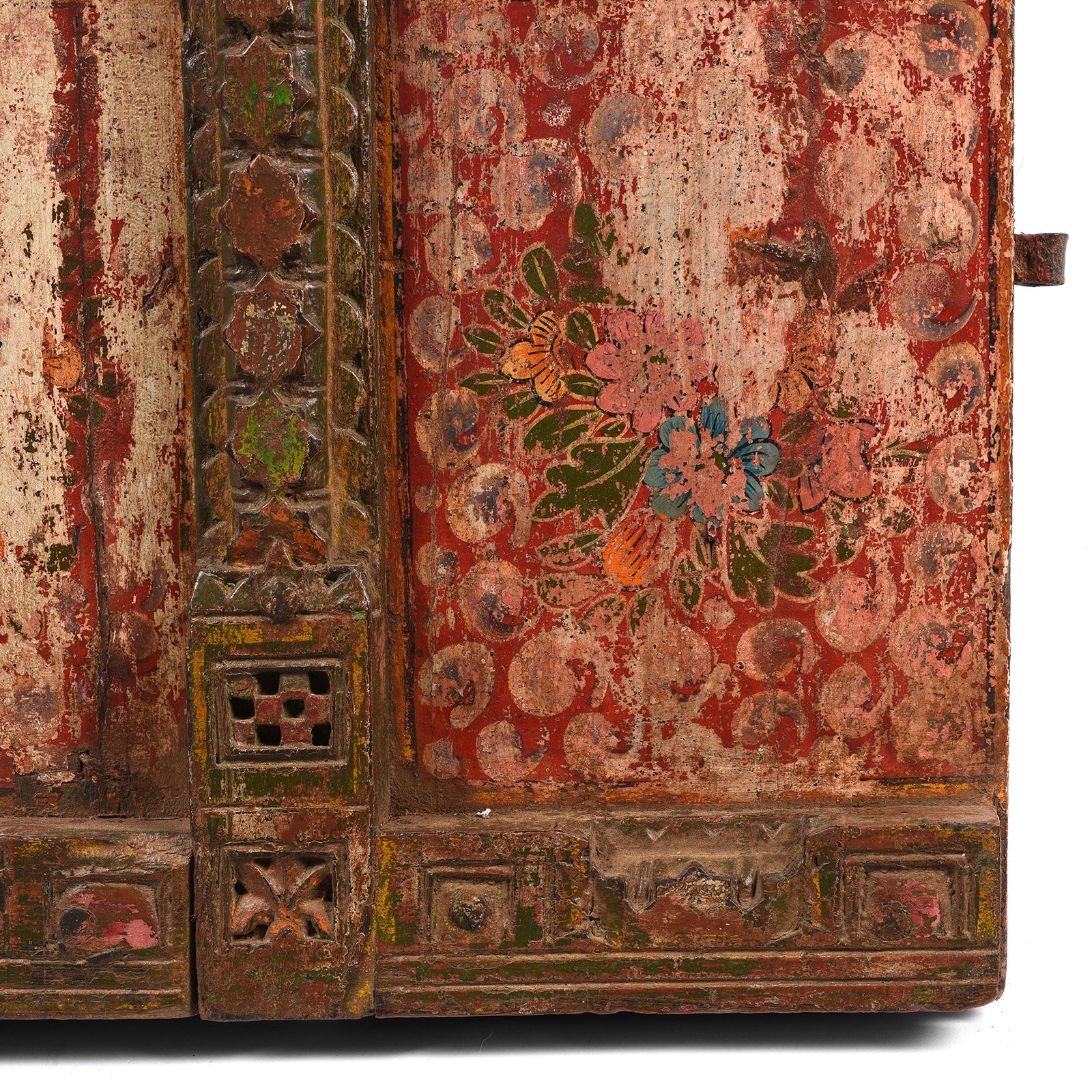 Painted Rajasthani Window Shutter With Later Paint