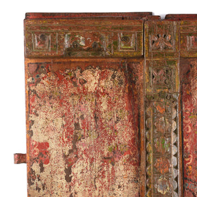 Painted Rajasthani Window Shutter With Later Paint