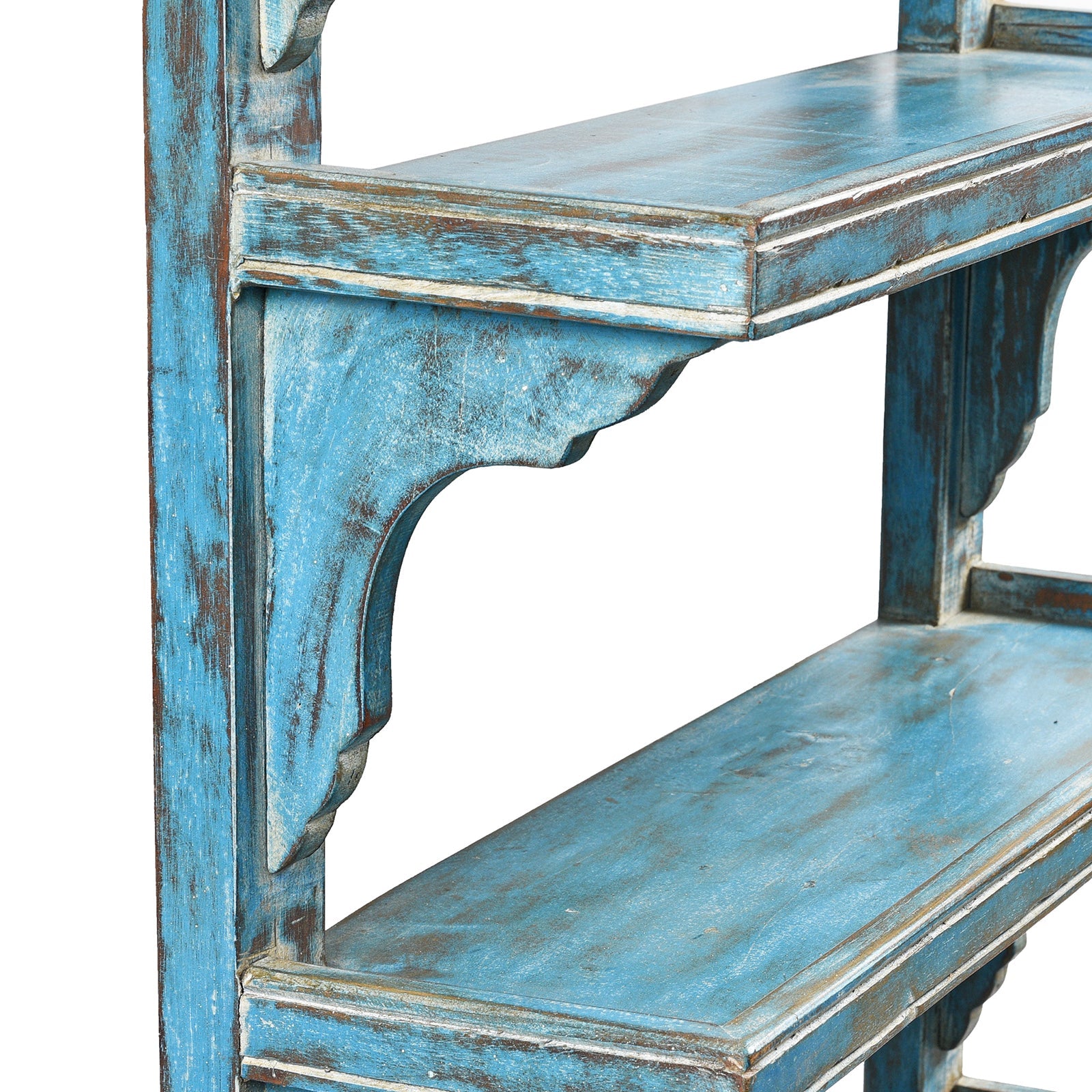 Rustic Blue Painted Indian Wall Shelf