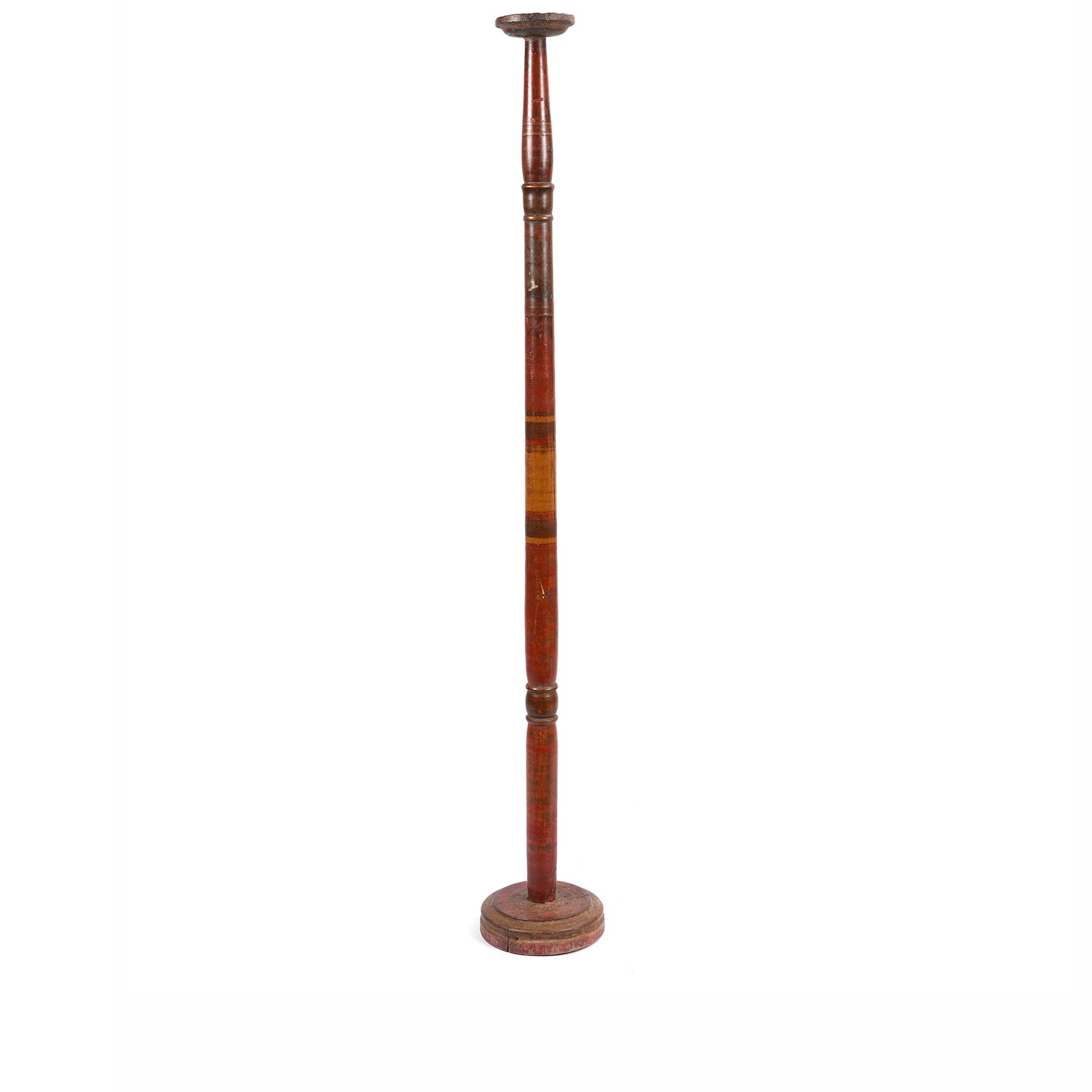 Lacquered Indian Floor Standing Candle Stick From Rajasthan - Ca 1920