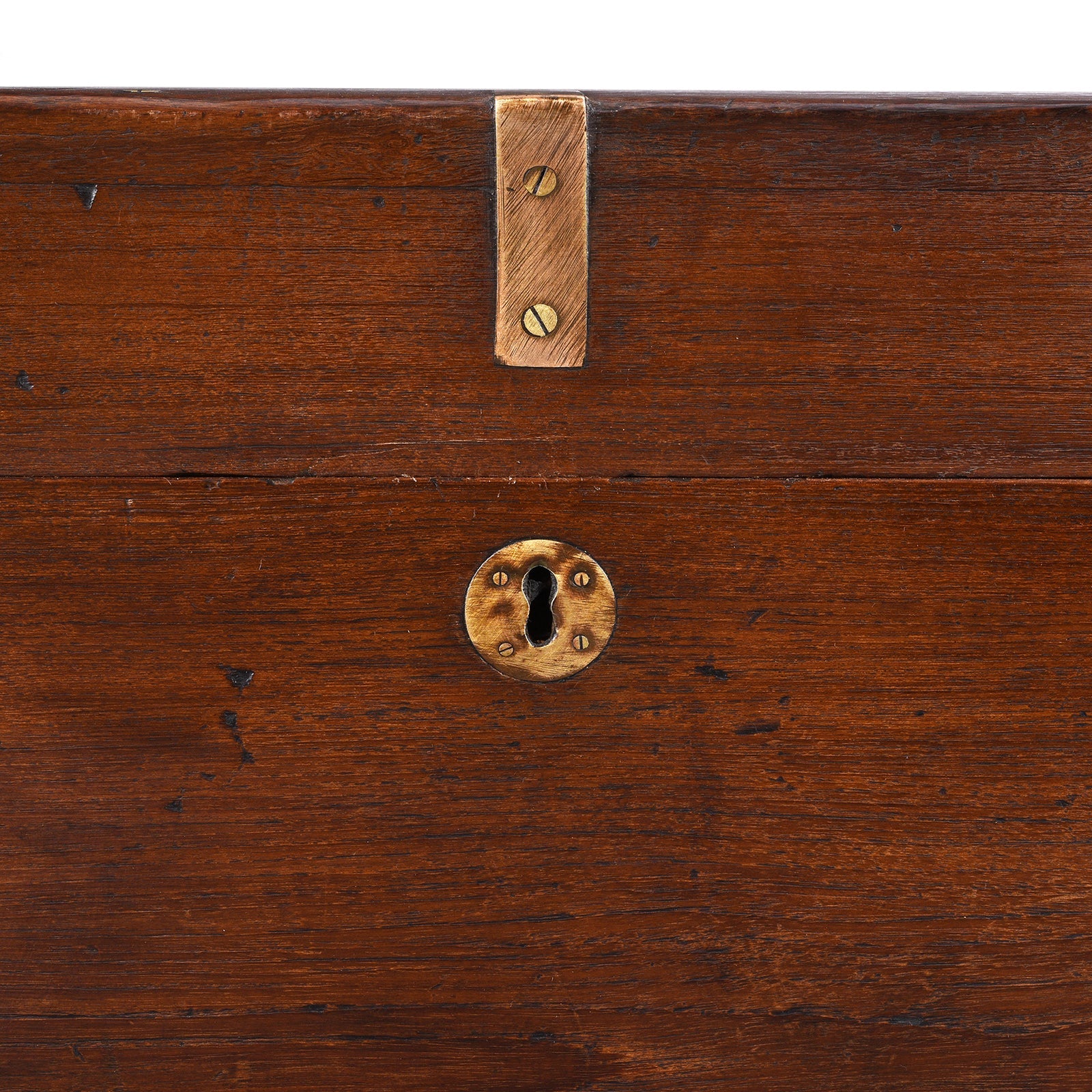 Brass Bound Teak Military Chest From Rajasthan - 19th Century