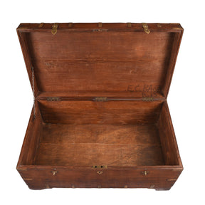 Brass Bound Teak Military Chest From Rajasthan - 19th Century