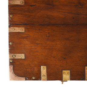 Brass Bound Teak Military Chest From Rajasthan - 19th Century
