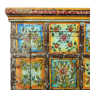 Painted Indian 2 Door Pithara Console Chest