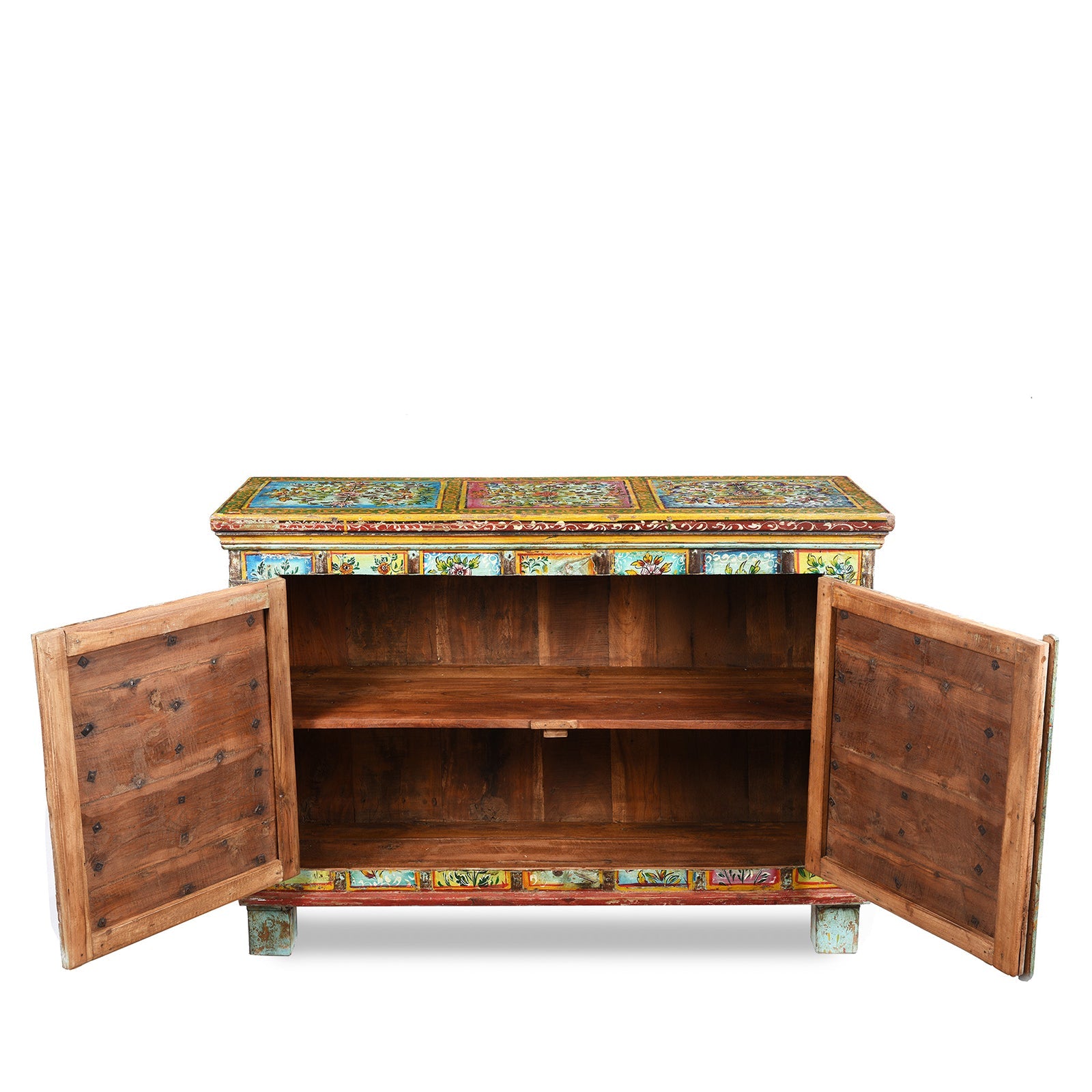 Painted Indian 2 Door Pithara Console Chest