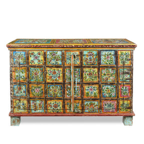 Painted Indian 2 Door Pithara Console Chest