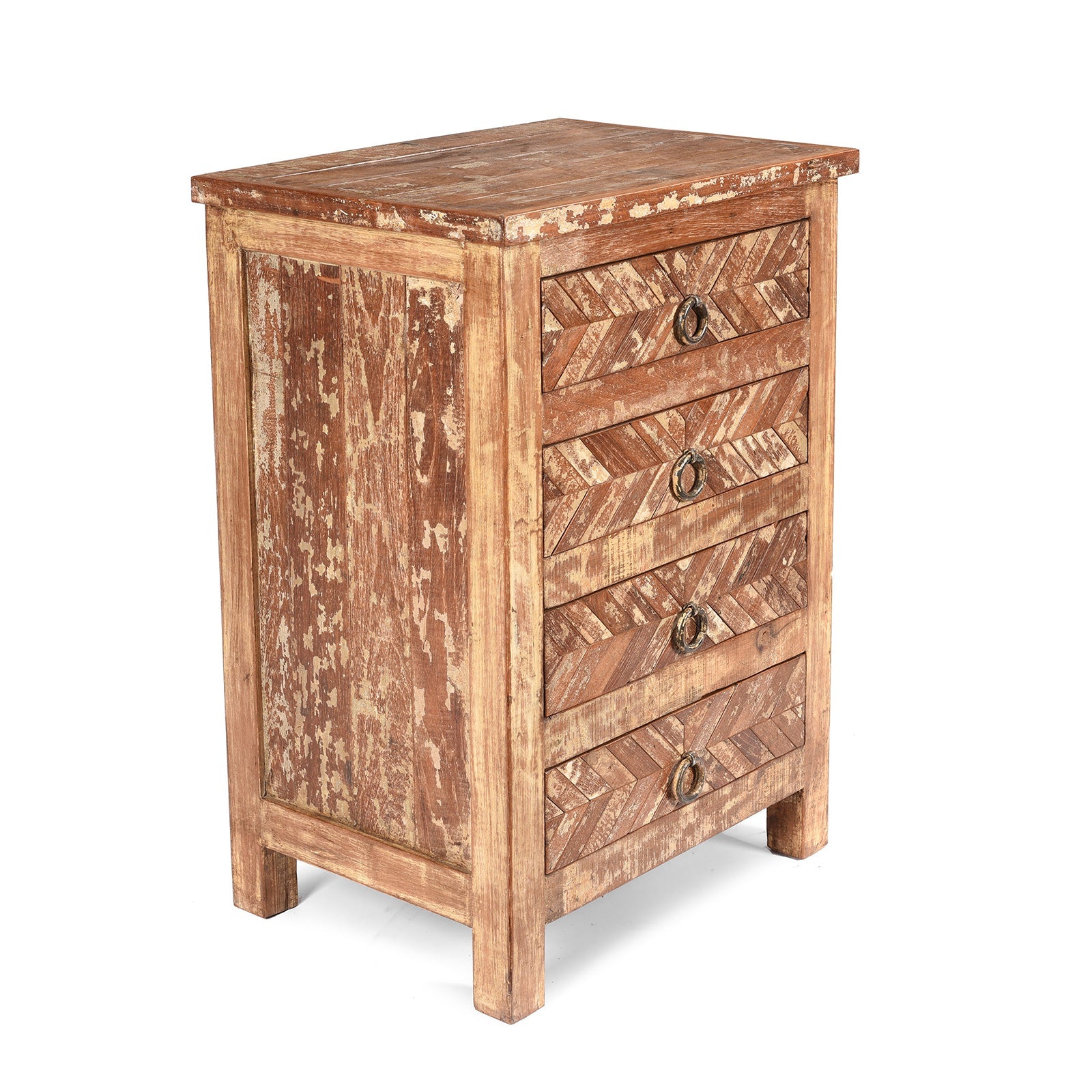 4 Drawer Bedside Cabinet Made From Reclaimed Teak