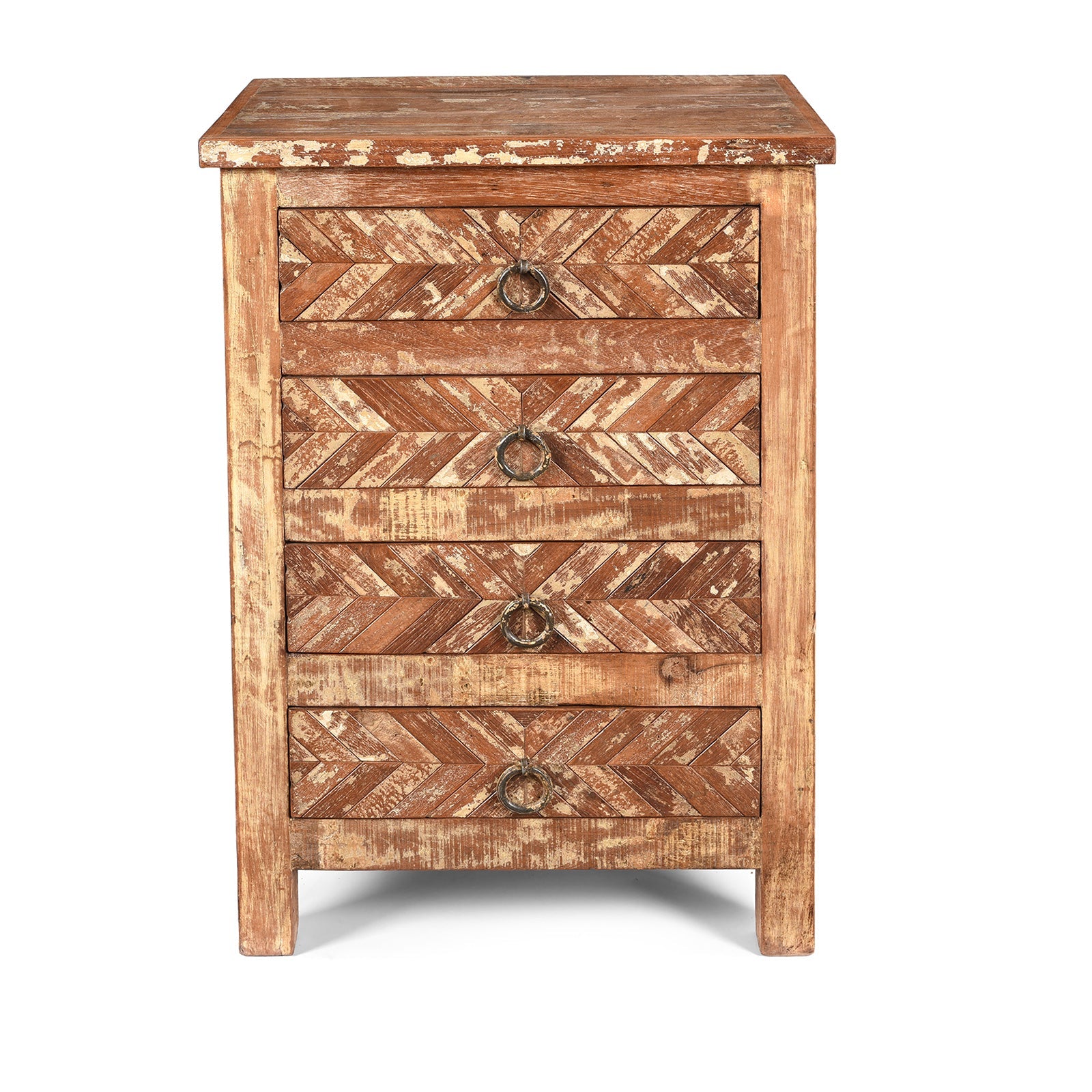 4 Drawer Bedside Cabinet Made From Reclaimed Teak
