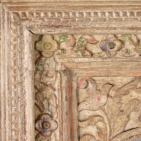Carved Large Mihrab Mirror - Limed And Painted Finish