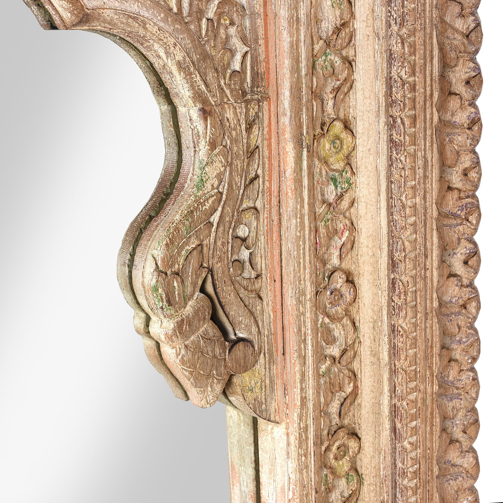 Carved Large Mihrab Mirror - Limed And Painted Finish