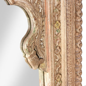 Carved Large Mihrab Mirror - Limed And Painted Finish