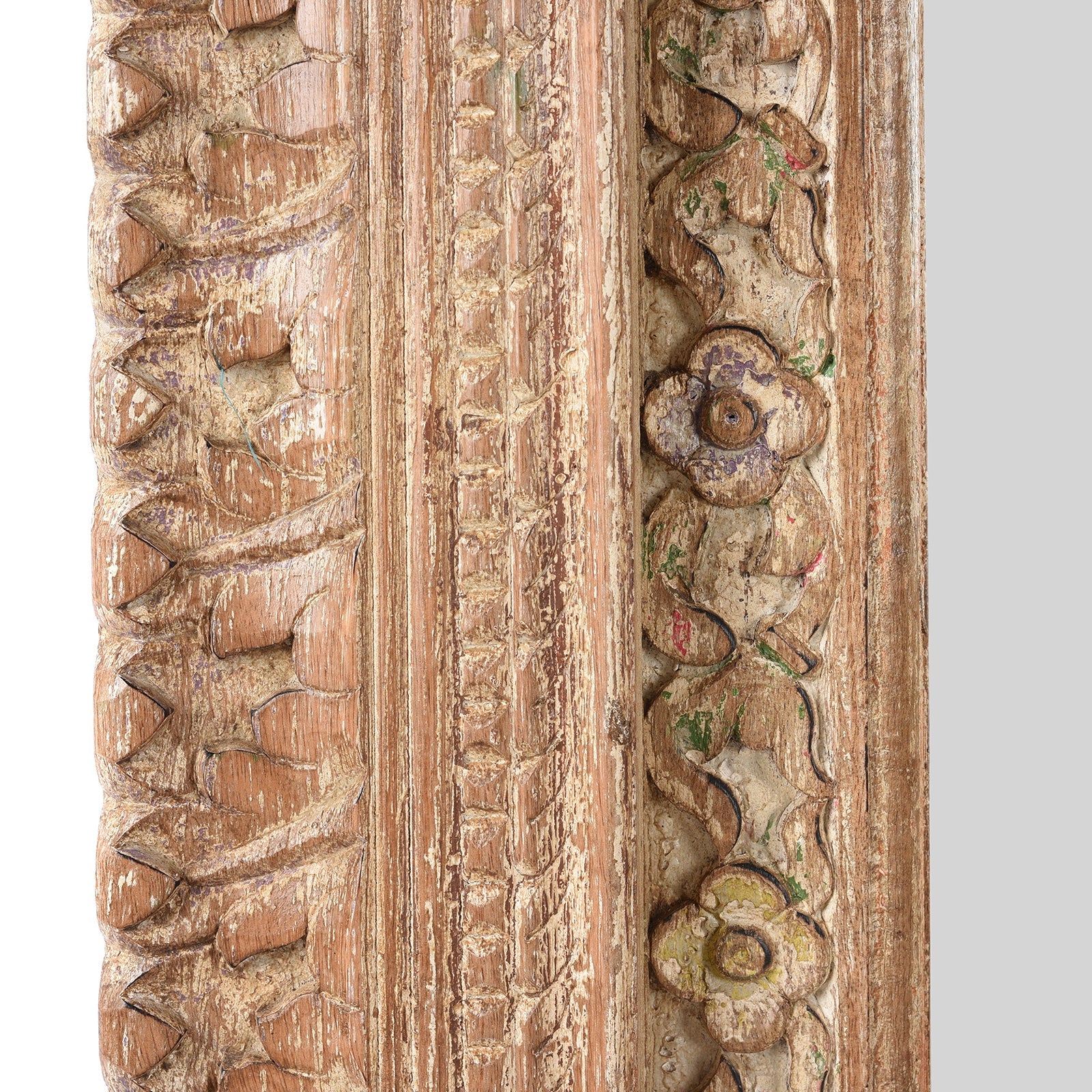 Carved Large Mihrab Mirror - Limed And Painted Finish