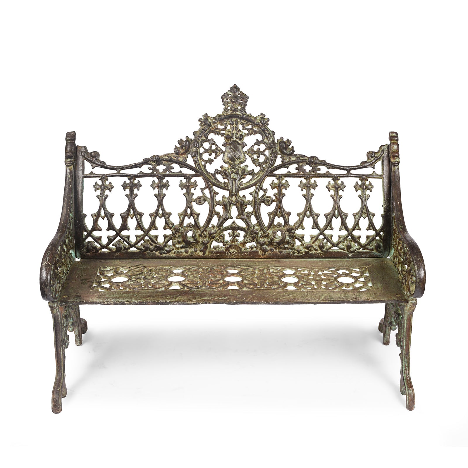 Gothic Cast Iron Garden Bench - Coalbrookdale Style
