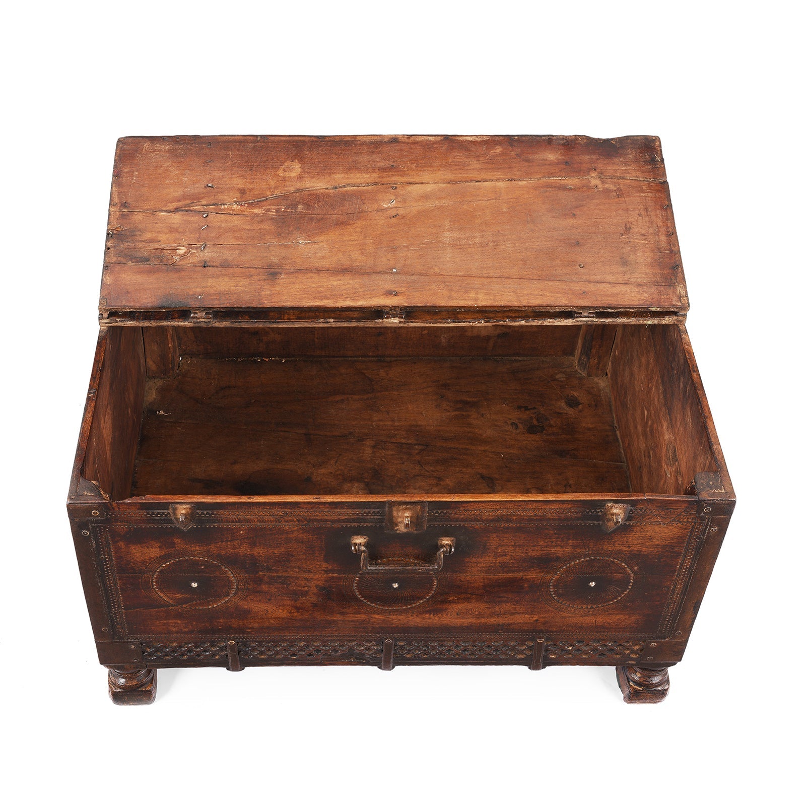 Chip Carved Dowry Chest From Rajasthan - 19th Century