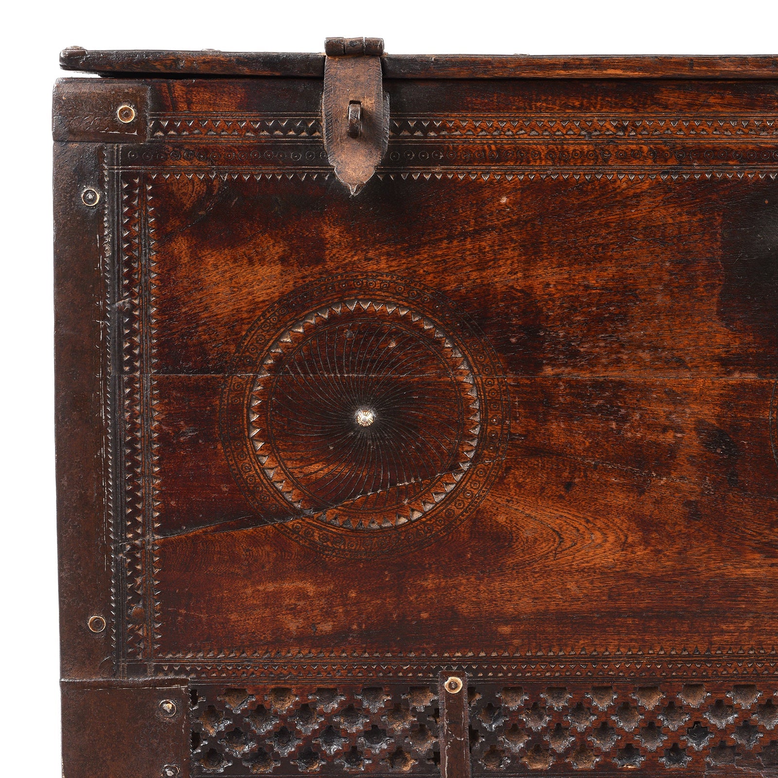 Chip Carved Dowry Chest From Rajasthan - 19th Century