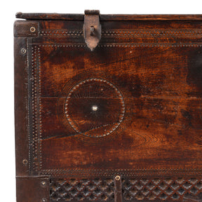 Chip Carved Dowry Chest From Rajasthan - 19th Century