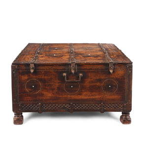 Chip Carved Dowry Chest From Rajasthan - 19th Century
