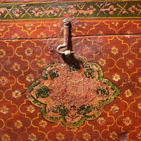 Painted Teak Jain Prayer Book Box From Gujarat - 19thC