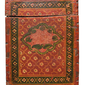 Painted Teak Jain Prayer Book Box From Gujarat - 19thC