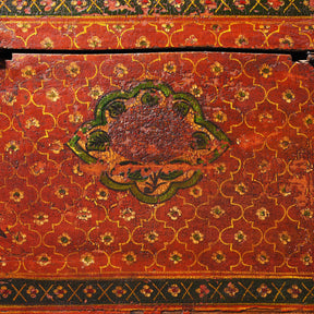 Painted Teak Jain Prayer Book Box From Gujarat - 19thC