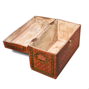 Painted Teak Jain Prayer Book Box From Gujarat - 19thC