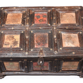 Brass Bound Rosewood Box From Kutch - 19th Century
