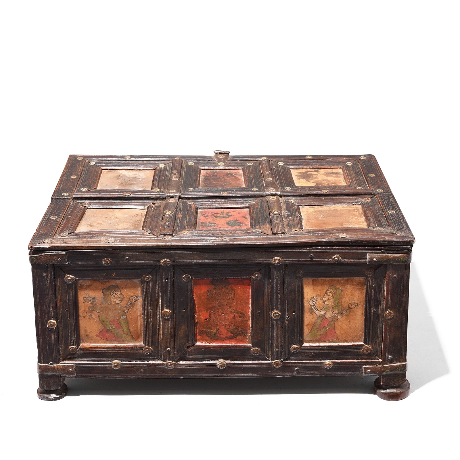 Brass Bound Rosewood Box From Kutch - 19th Century