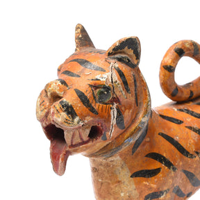 Polychromed Indian Tiger Figure From Karnataka - 19th Century