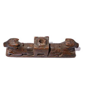 Carved Teak Nandi Cradle Finial From Andra Pradesh - 19th Century