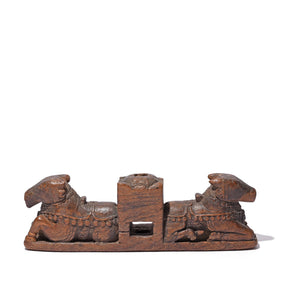 Carved Teak Nandi Cradle Finial From Andra Pradesh - 19th Century