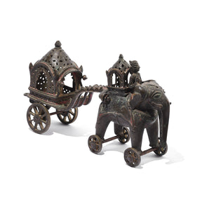 Brass Elephant Chariot Temple Toy From Andhra Pradesh - Late 19th Century