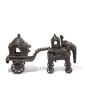 Brass Elephant Chariot Temple Toy From Andhra Pradesh - Late 19th Century