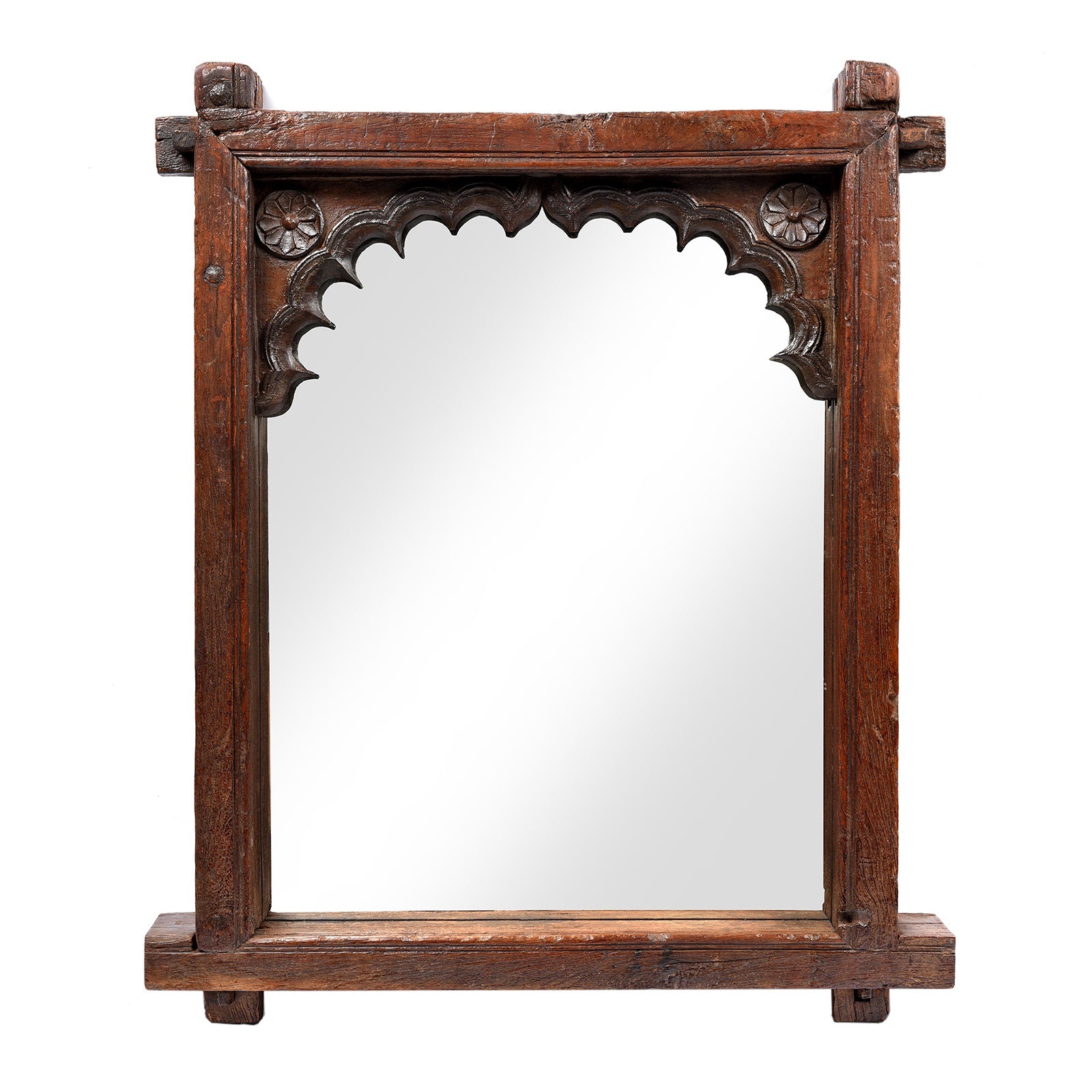 Indian Mirror Made From An Old Teak Window - 19thC (66 x 83cm)