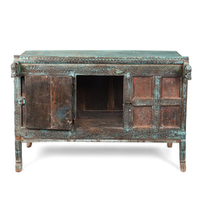 Painted Teak Manjus Dowry Chest From Saurashtra - 19thC