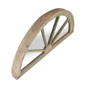 Old Green Painted Teak Fanlight Mirror - 19thC