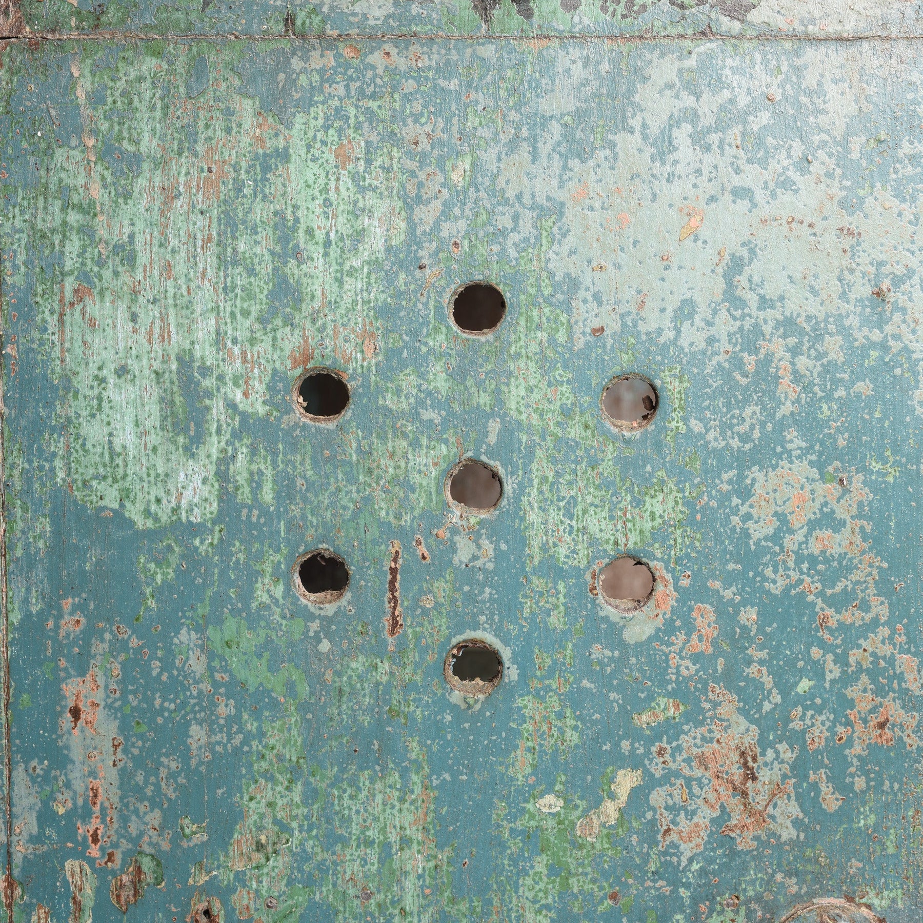 Aqua Painted Teak Glazed Wall Cabinet - Ca 1930