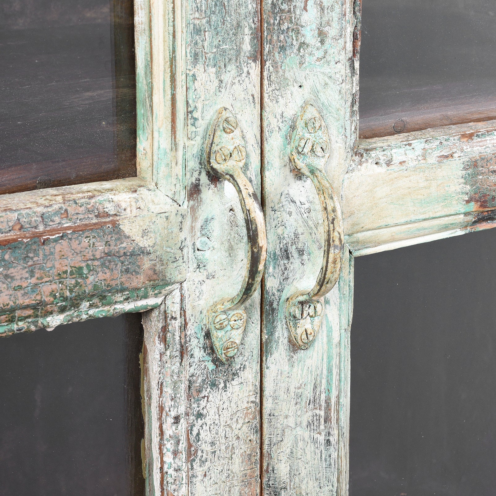 Painted Indian Teak Glazed Book Cabinet - Ca 1920's