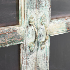 Painted Indian Teak Glazed Book Cabinet - Ca 1920's