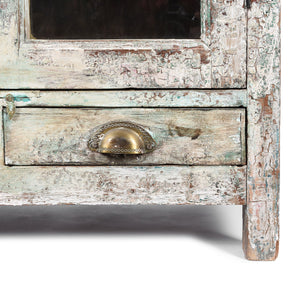 Painted Indian Teak Glazed Book Cabinet - Ca 1920's