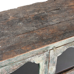 Painted Indian Teak Glazed Book Cabinet - Ca 1920's