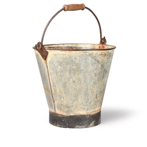 Large Vintage Galvanized Bucket From Rajasthan - Ca 1950