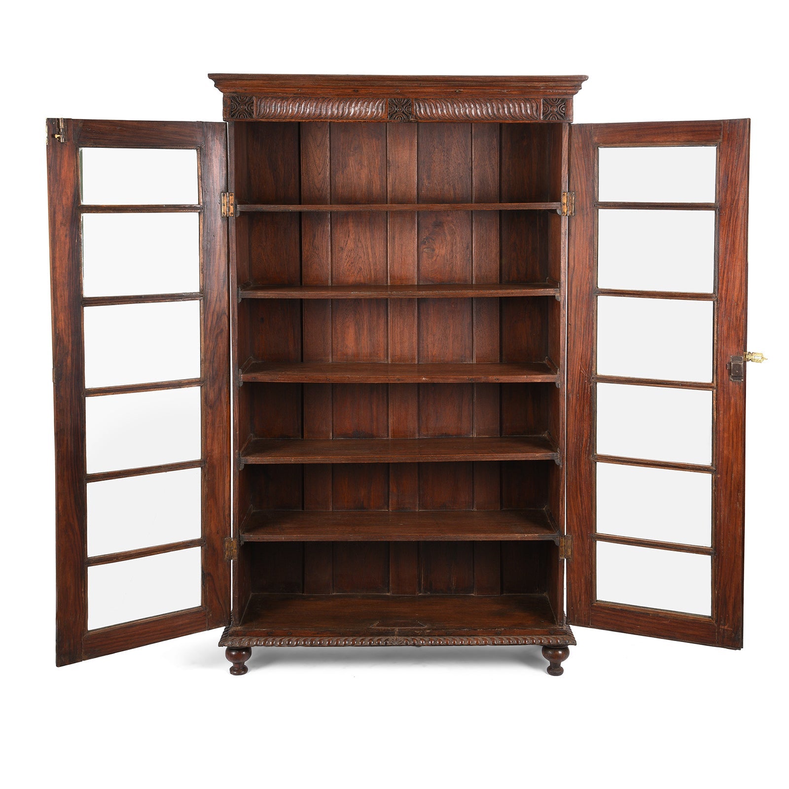 Anglo Indian Colonial Glazed Book Cabinet - 19th Century