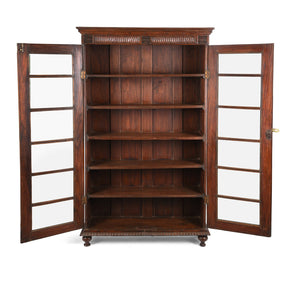 Anglo Indian Colonial Glazed Book Cabinet - 19th Century