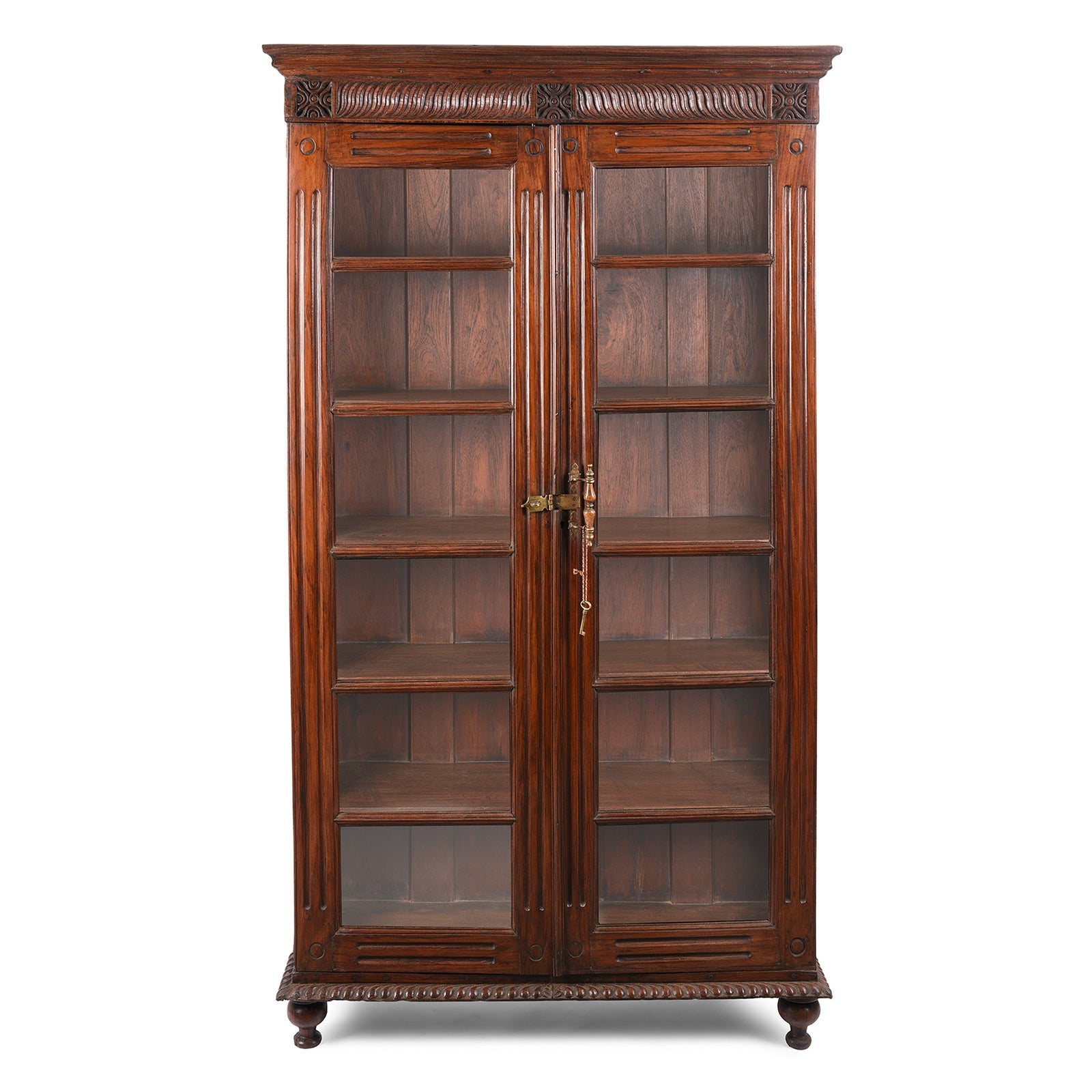Anglo Indian Colonial Glazed Book Cabinet - 19th Century