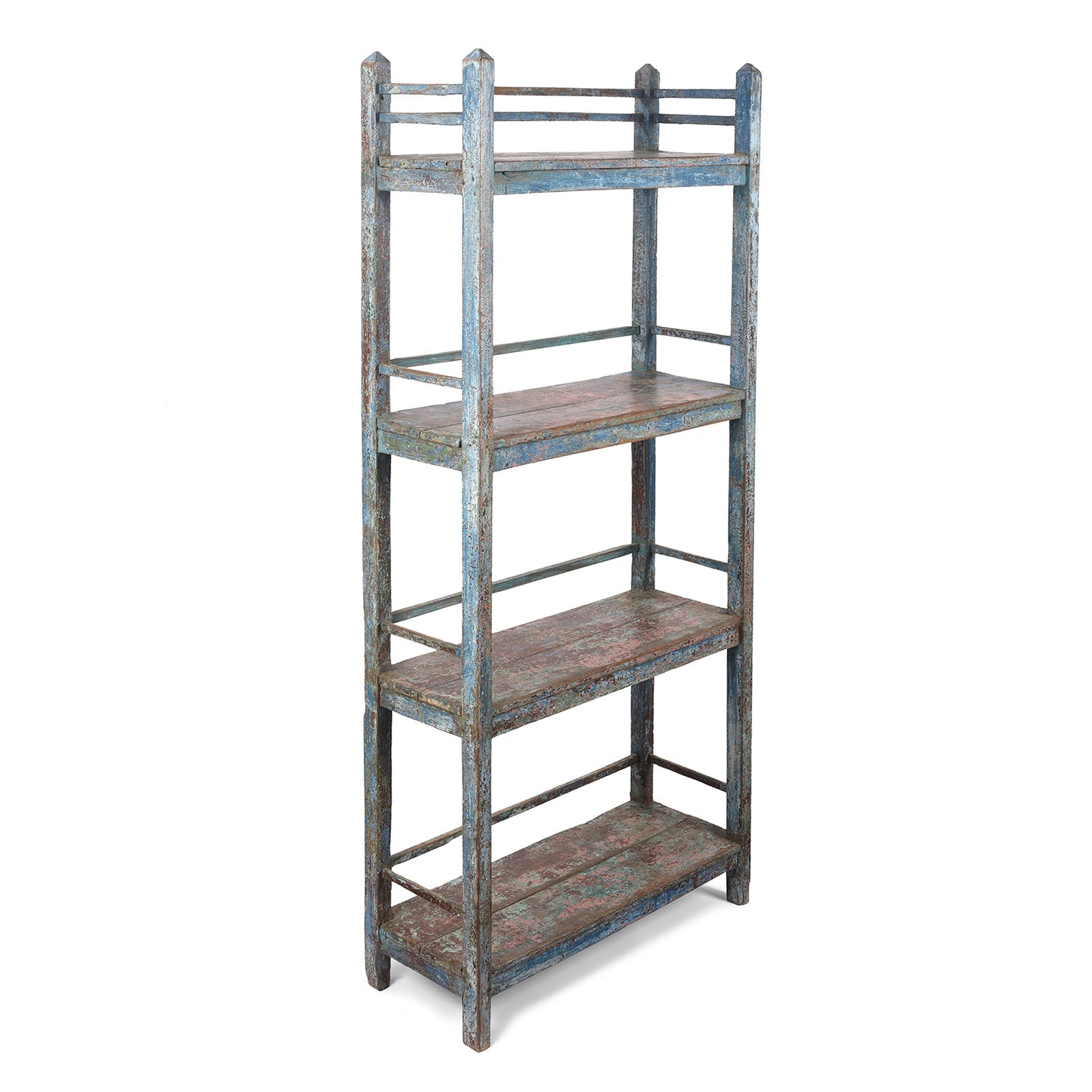Blue Teak Shelf From Rajasthan - Ca 1930