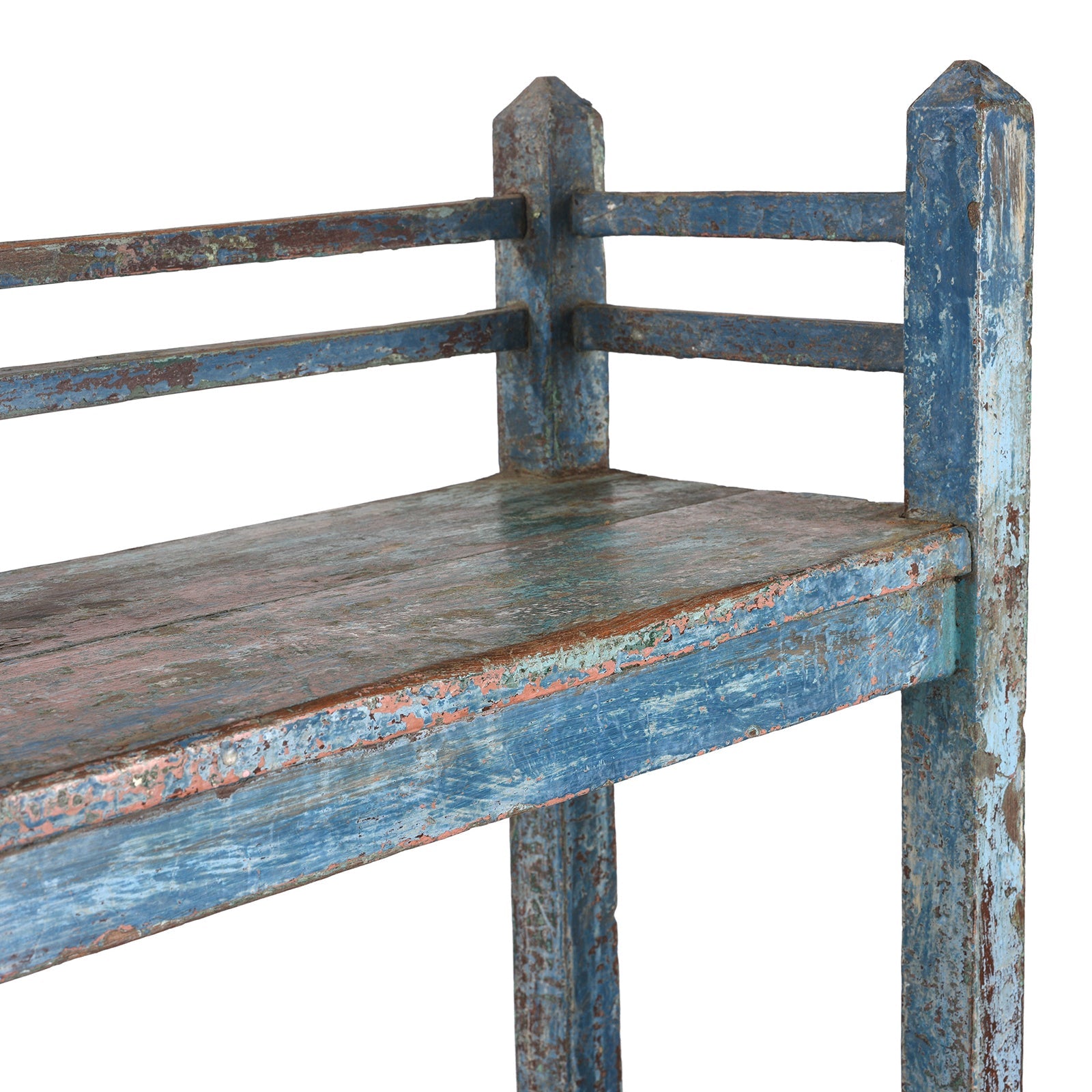 Blue Teak Shelf From Rajasthan - Ca 1930