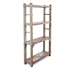 Vintage Grey Painted Indian Teak Shelf - Ca 1930