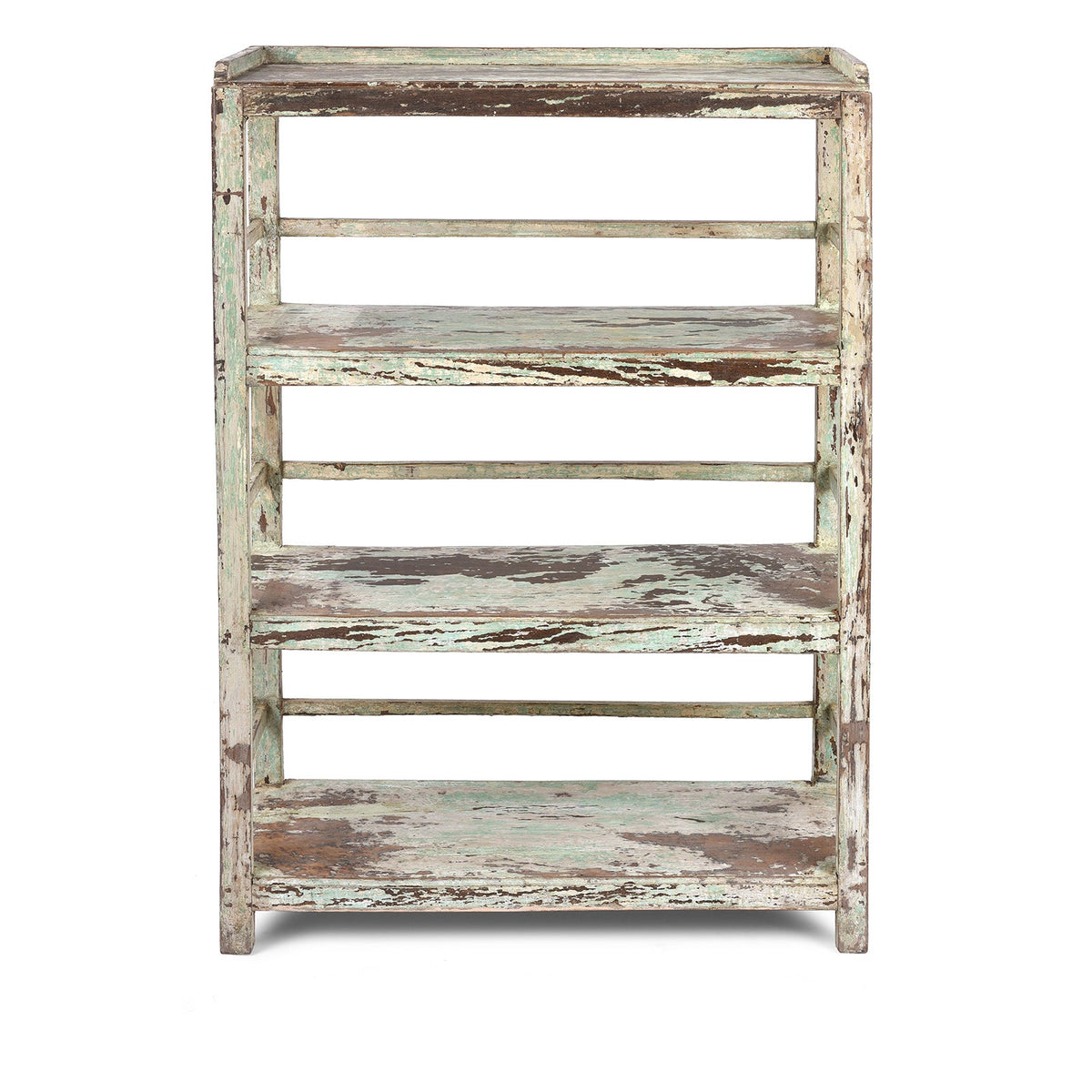 Vintage Green Painted Indian Teak Shelf - Ca 1930
